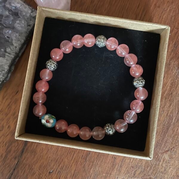 Cherry quartz crystal bracelet