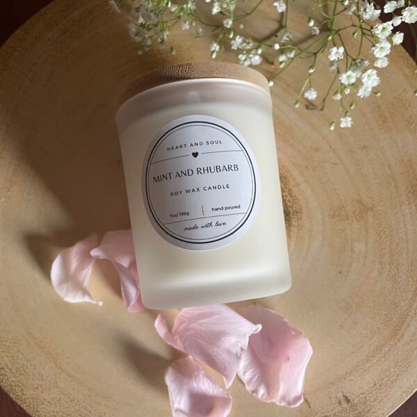 Mint and Rhubarb soy wax candle