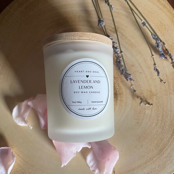 Lavender and lemon soy wax candle